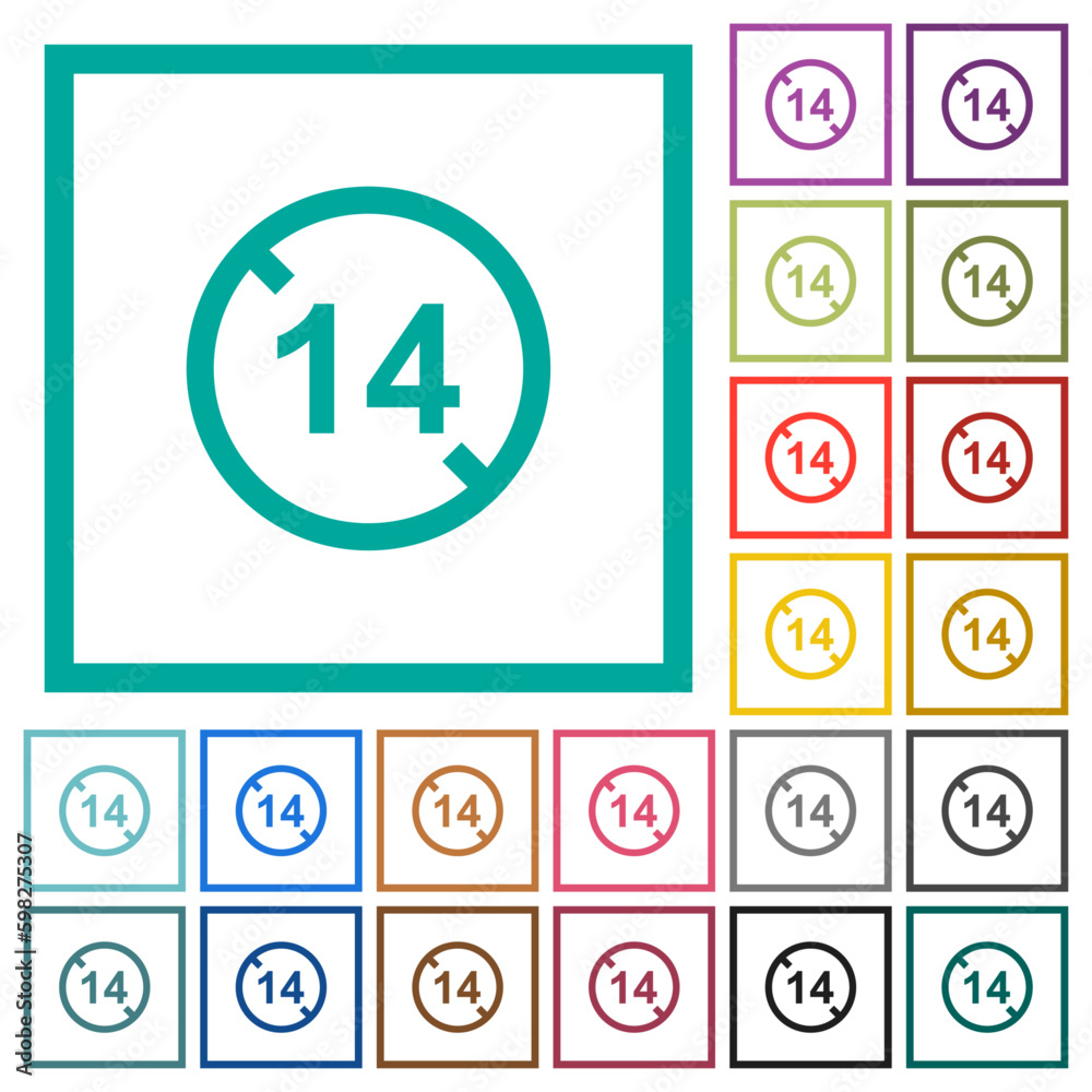 Not allowed under 14 flat color icons with quadrant frames Not allowed under 14 flat color icons with quadrant frames
