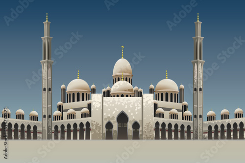 Vector illustration of mosque islamic pray building 