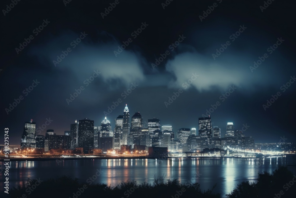 City skyline night. Generate Ai