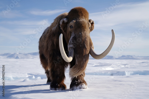 mammoths in the ice age  Generative AI