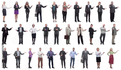 group of business people showing thumbs up isolated