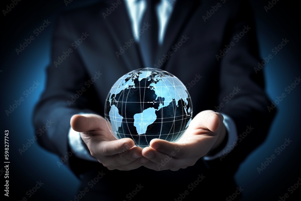 icon internet world in the hands of a businessman network technology and communication, businessman holding a globe in their hands, hand holding a globe with map, hand holding earth, Generative AI icon internet world in the hands of a businessman network technology and communication, businessman holding a globe in their hands, hand holding a globe with map, hand holding earth, Generative AI
