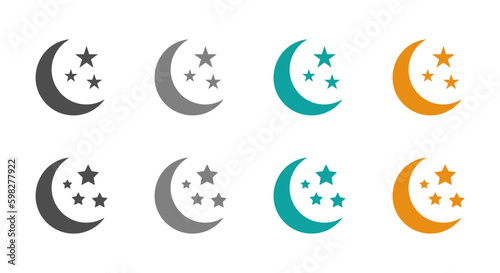 Moon vector flat icons collection