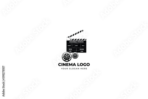 cinema camera roll film logo design template
