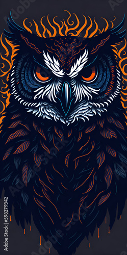 Owl painting. AI generated illustration