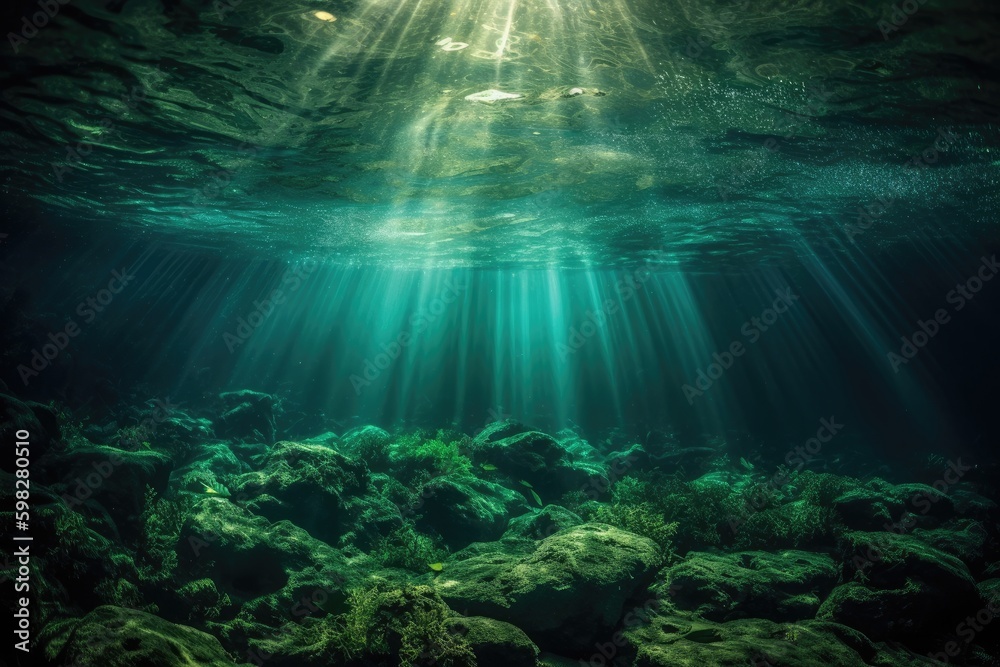 Sea deep or ocean underwater with coral reef as a background.generative ai. Sea deep or ocean underwater with coral reef as a background.generative ai.