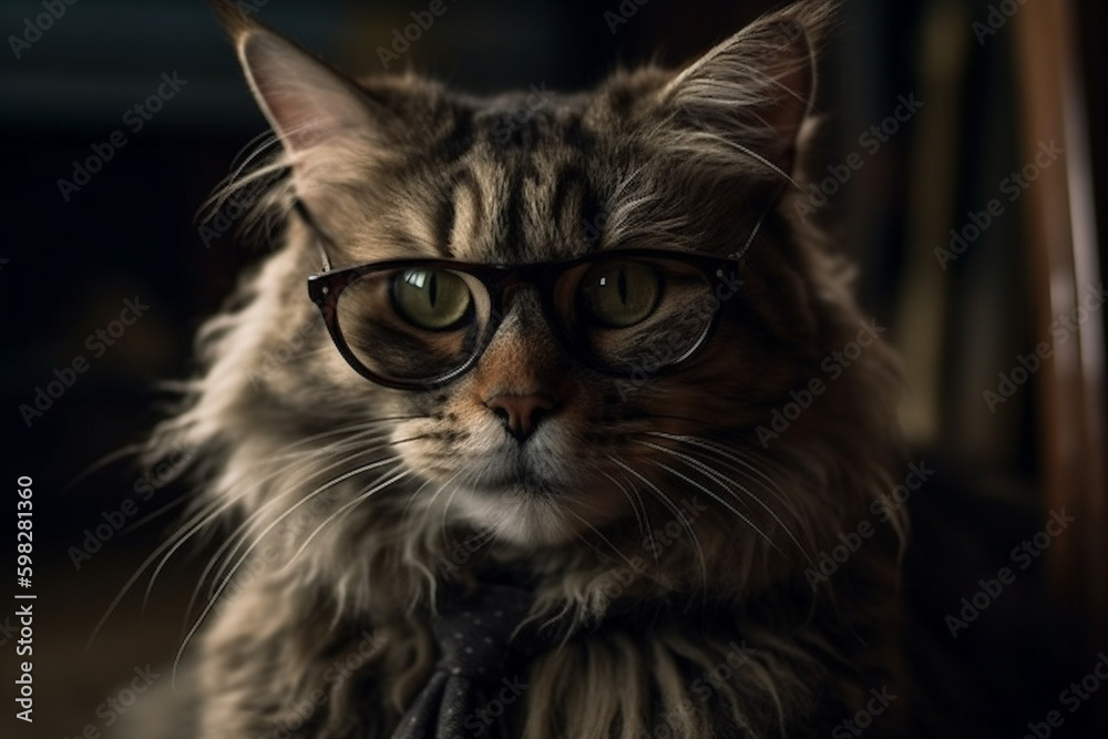 An image of a wise old animal wearing eyeglasses, symbolizing intelligence and experience. Ai generated.