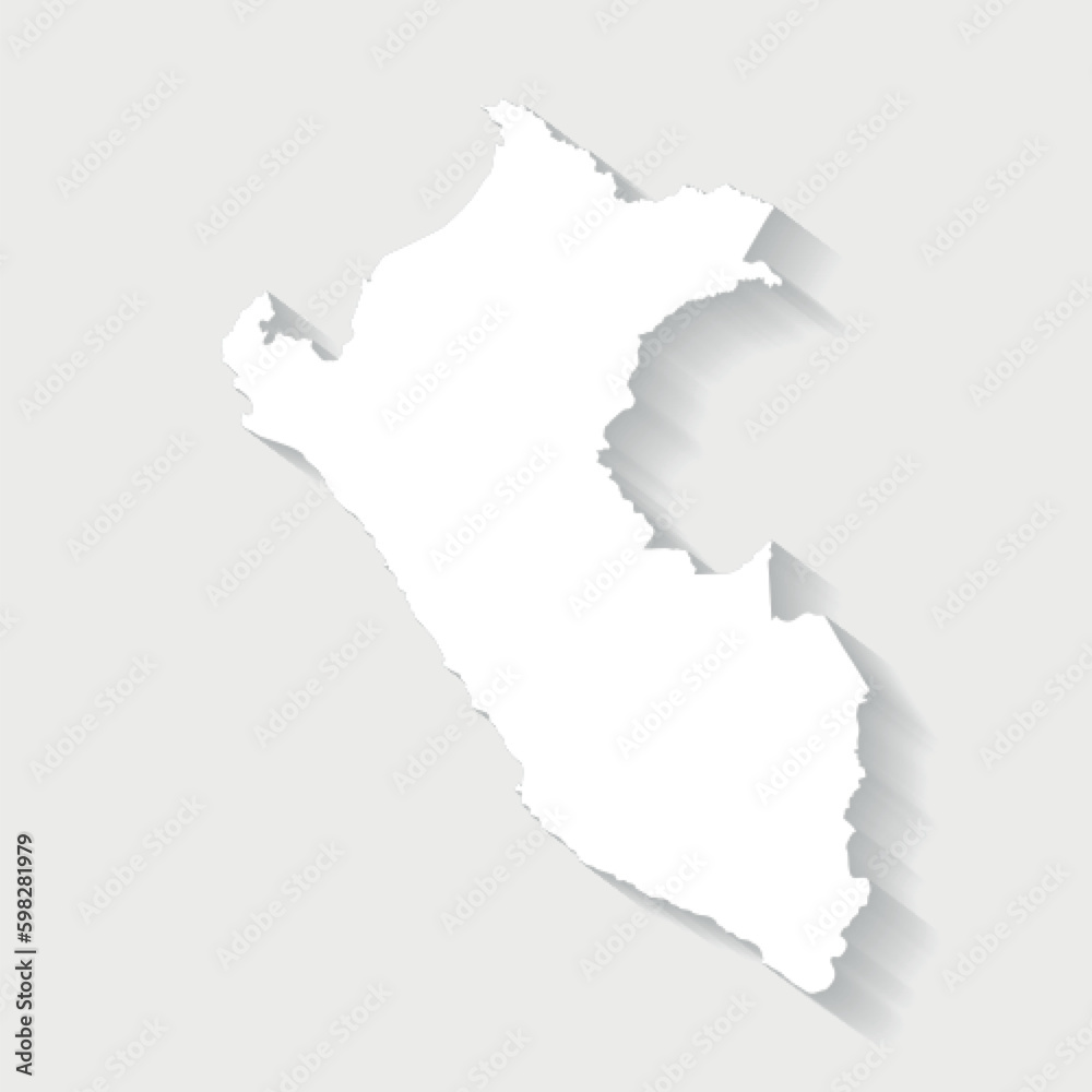 Simple white Peru map on gray background, vector, illustration, eps 10 file