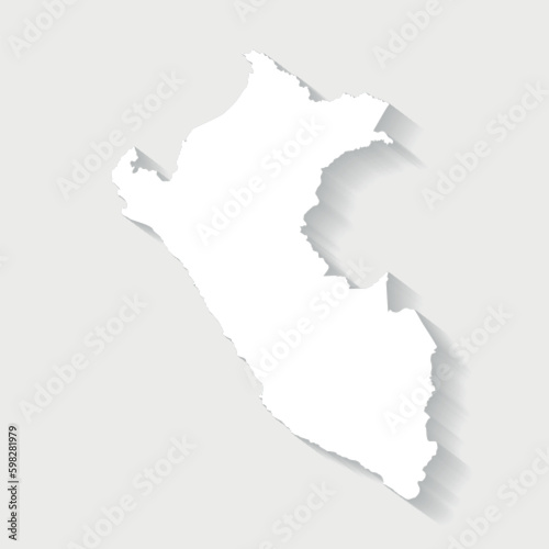 Simple white Peru map on gray background, vector, illustration, eps 10 file