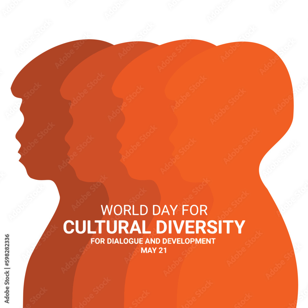 World Day For Cultural Diversity For Dialogue And Development. May 21. Holiday concept. Template for background, banner, card, poster with text inscription. Vector illustration.