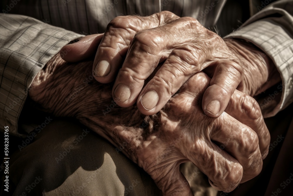 Fototapeta premium Hands old man. Generate Ai