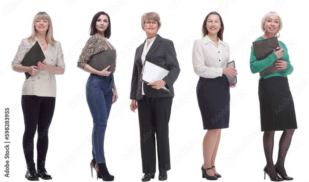 Obraz premium group of successful people with notepad in hands isolated