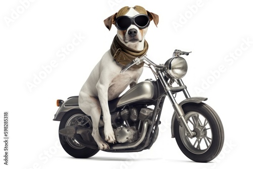Jack russell dog bike hipster. Generate Ai © nsit0108