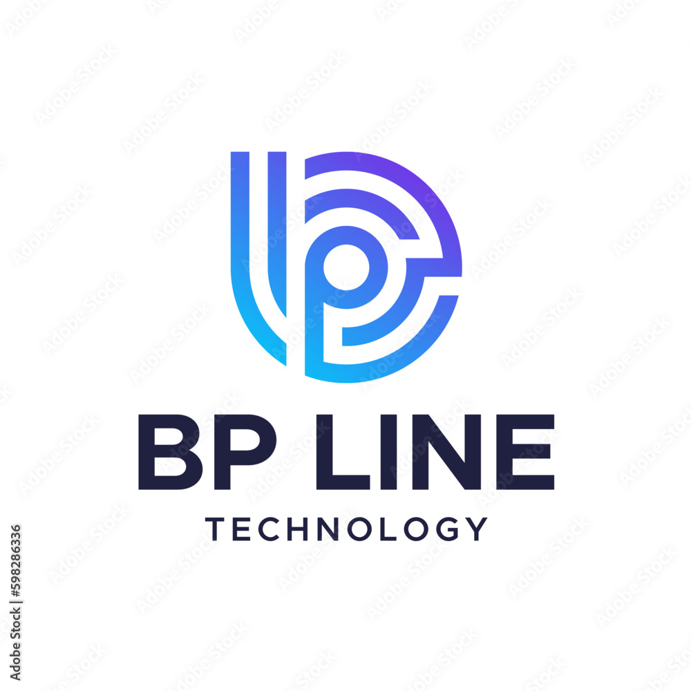 Modern logo Initial b and p mono line style. Modern logo Initial b and p mono line style.