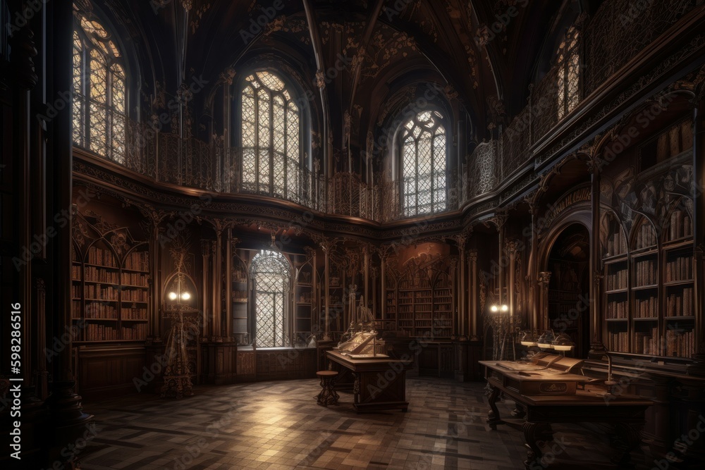 Magnificent old library. Generate Ai