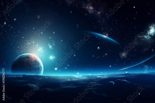  A vibrant and colorful background representing the vastness of space. Ai generated.