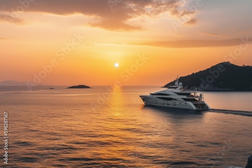 Yacht sea sunset. Generate Ai © nsit0108