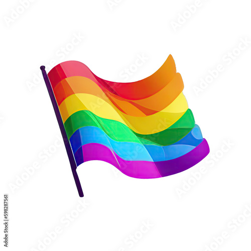 Rainbow LGBT Pride flag isolated on transparent background. Symbol of lesbian, gay, bisexual and transgender