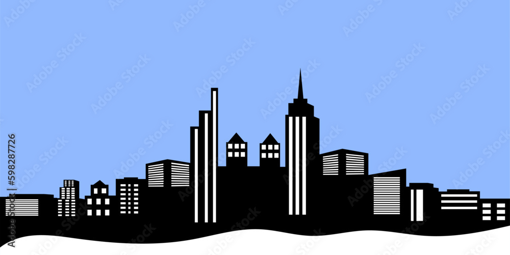 City skyline background in black and white colors. Vector Illustration.