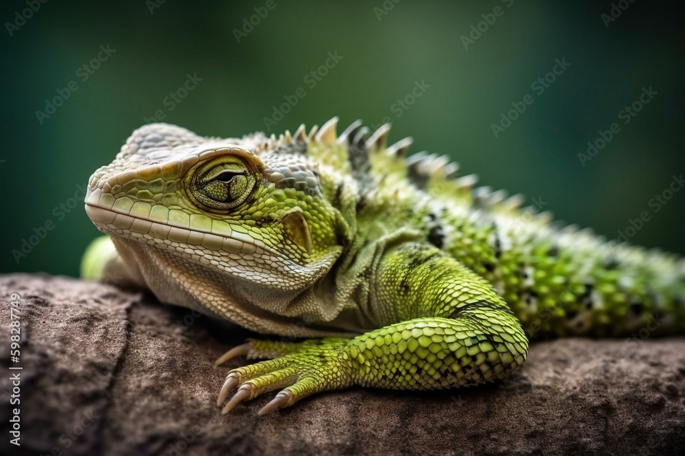 Fototapeta premium A lizard with its tail curled u
