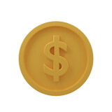 golden dollar symbol.Gold coin.3D Stack of Gold Coins Icon Isolated.Symbol of investment, savings and business.money management.Dollar Coin.3D rendering