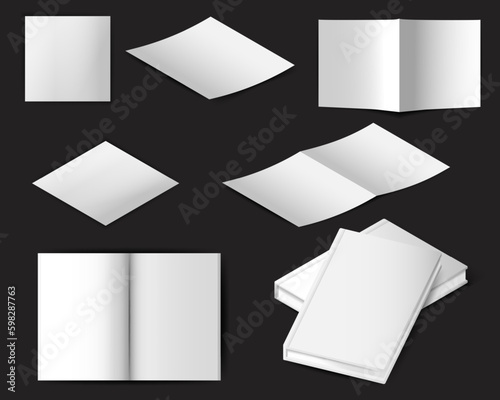 Set of Empty book mockup. Realistic blank book in hardcover in different angles. Applicable for design presentation. Mock Up Template Ready For Your Design. Vector EPS10