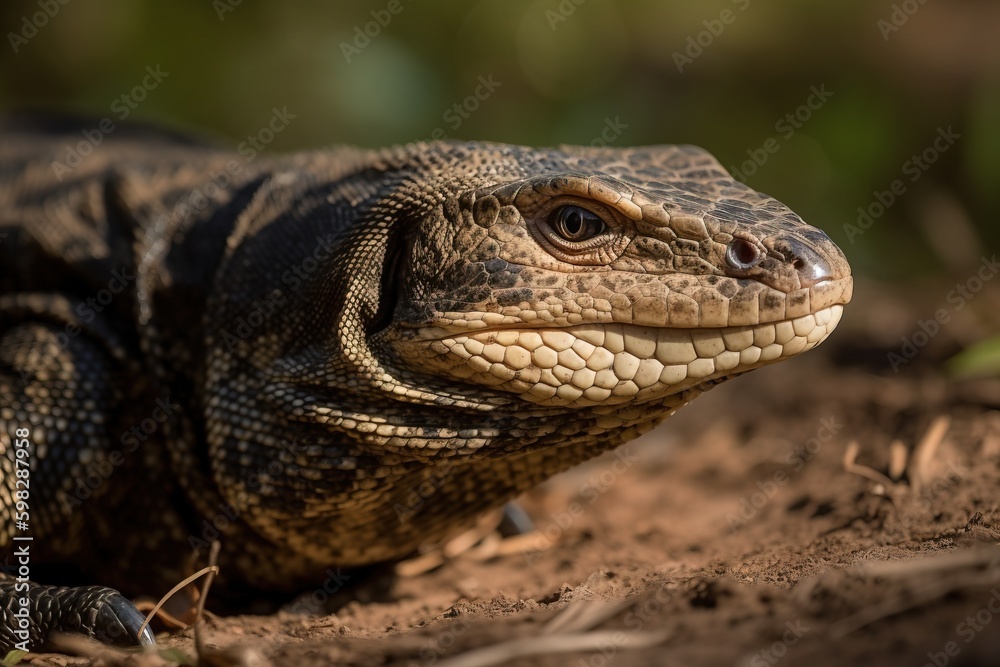 A monitor lizard basking in the su A monitor lizard basking in the su