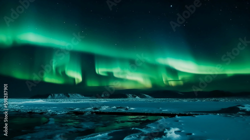 photo of aurora in the north pole. AI generative © SANGHYUN