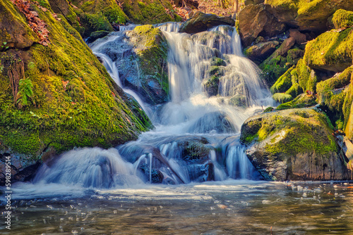 Wasserfall - Erzgebirge - Sachsen - Waterfall - Beautiful - Green -  Cascade - Wallpaper - Background - Colorful -  Lush - Rocks - Flowing - Water - Smooth - Scenic - Autumn - Woods