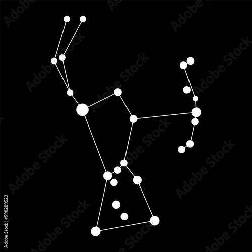 Orion constellation map. Vector illustration.