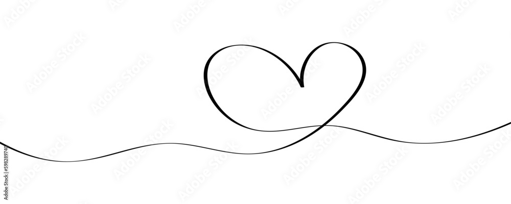 Heart. Abstract love symbol. Continuous line art drawing vector illustration
