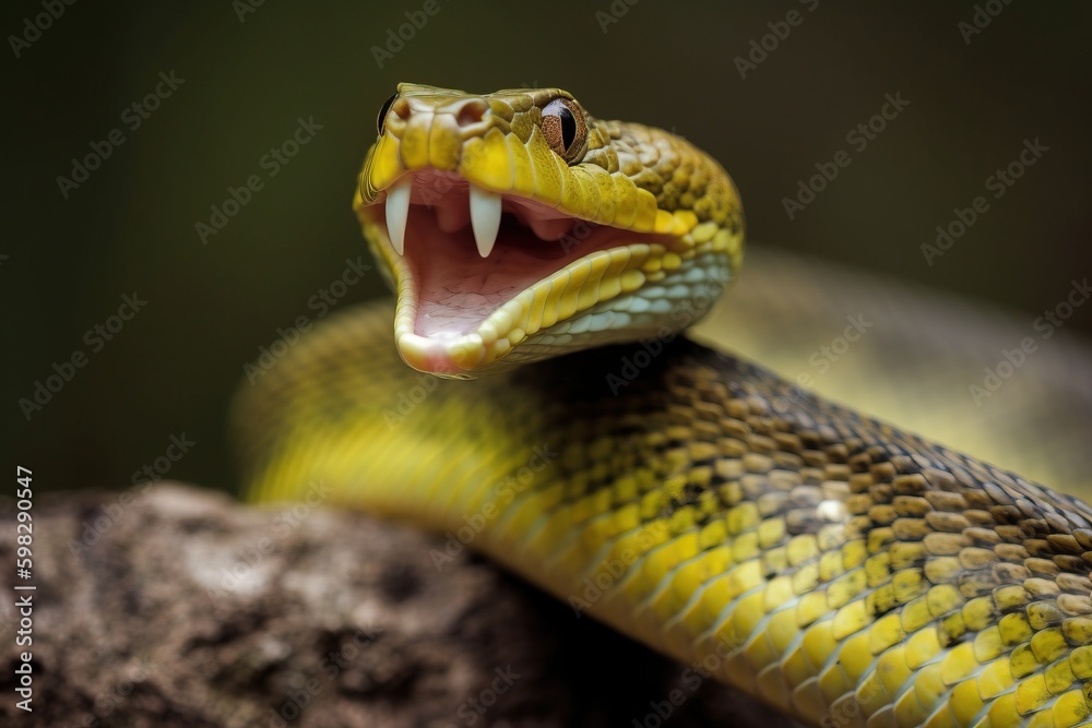 A snake with its tongue ou A snake with its tongue ou