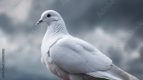closeup capture of a white dove sitting on a rock © Falk