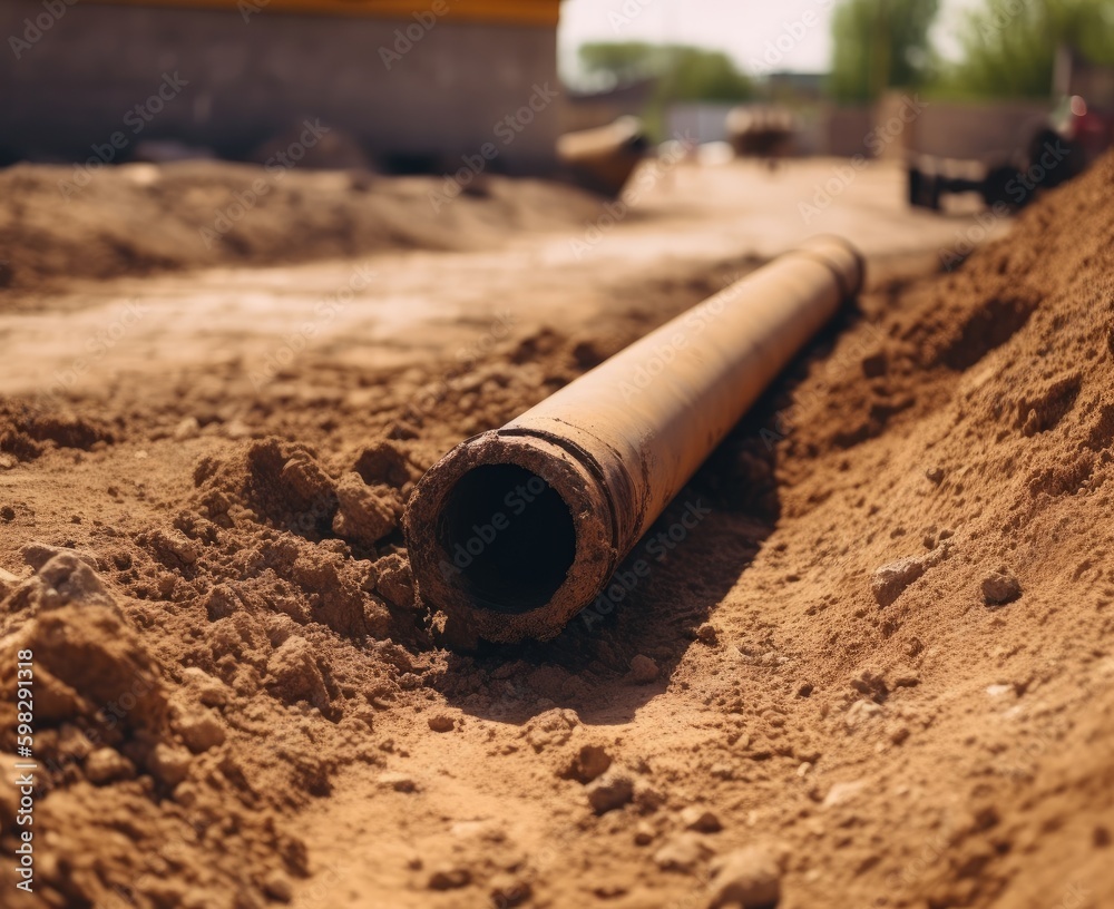 Vertical concrete drain in the hole Drainage systems under construction ...