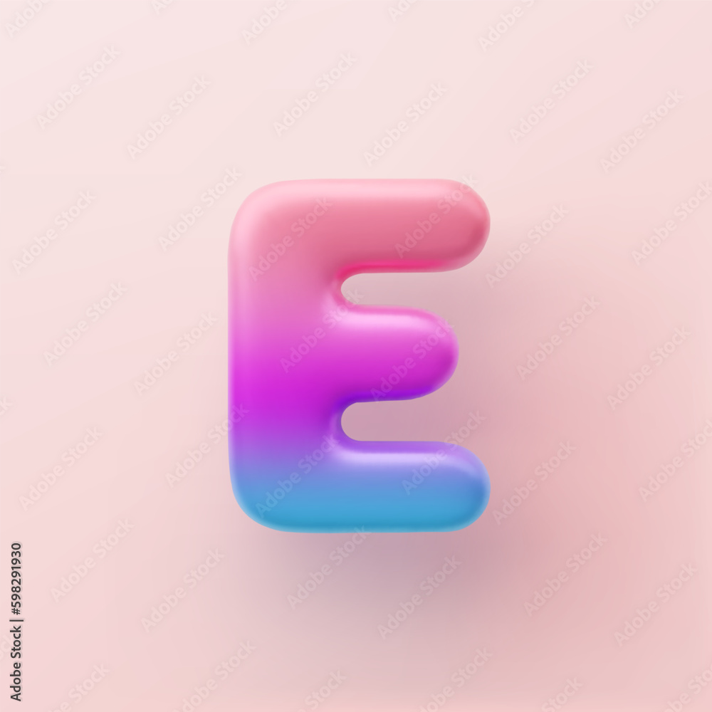 3D Colorful Gradient letter E on a light background 3D Colorful Gradient letter E on a light background