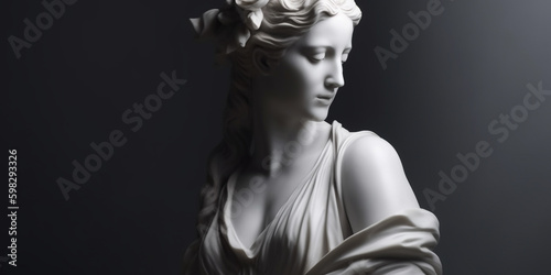 Marble stone statue, grey and white colors, woman during the roman empire photo
