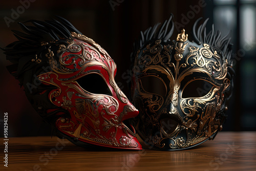 A couple of masquerade masks. Generative AI