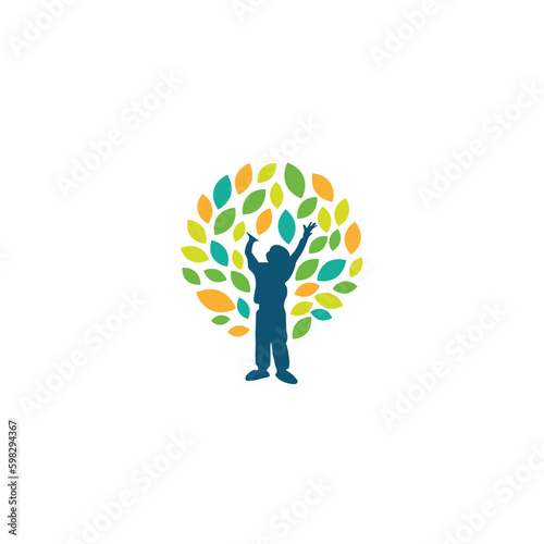 Kids Care Logo Design Vector Template. playgroup logo icon design template.