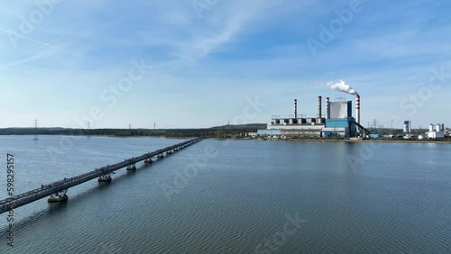 drone above old coal power station in konin Poland European law and regulation zero emission 