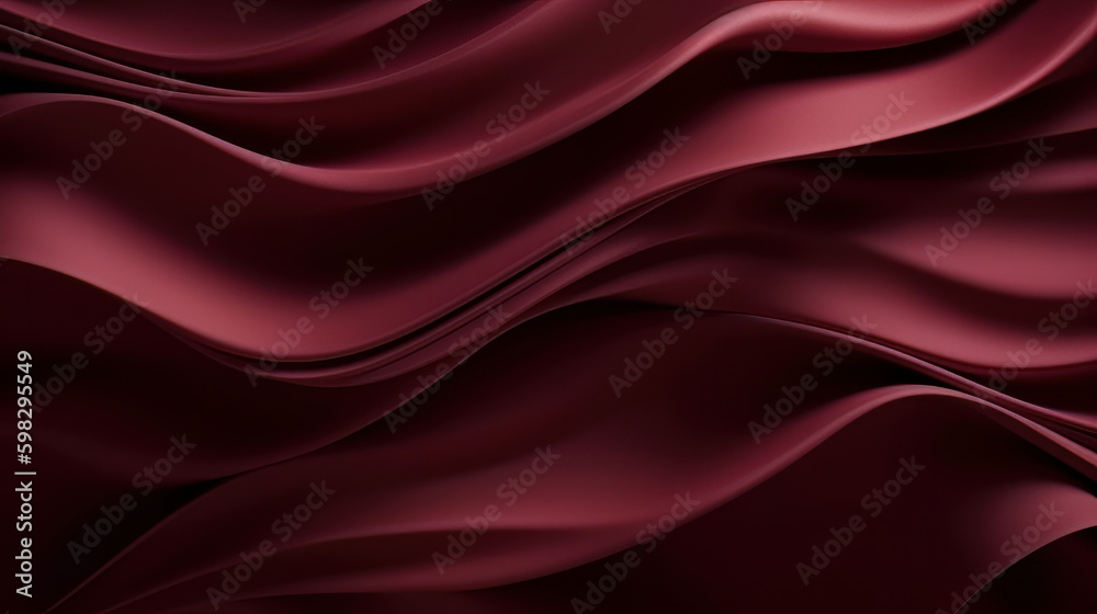 Obraz premium A sumptuous burgundy silk texture creates an elegant and luxurious background, perfectly suited for fashion, beauty, and romantic design concepts. Luxury love and rich fabric. Generative AI.