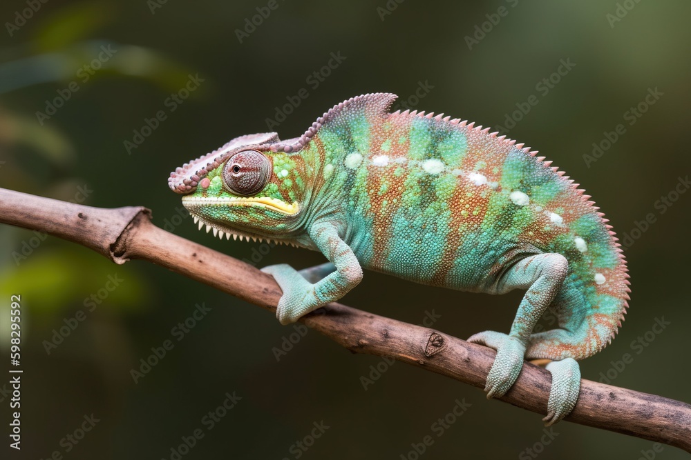 Chameleon changing color to match its surrounding Chameleon changing color to match its surrounding