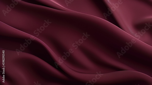 A sumptuous burgundy silk texture creates an elegant and luxurious background, perfectly suited for fashion, beauty, and romantic design concepts. Luxury love and rich fabric. Generative AI.