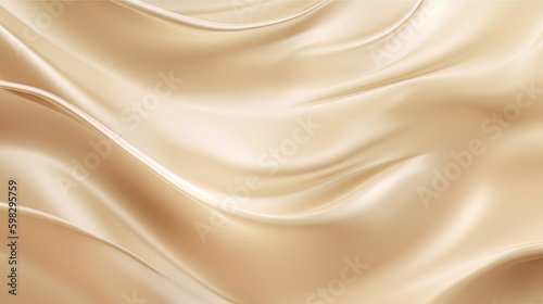 A cream and gold textile background with a smooth, flowing wave pattern.Luxury and elegance, ideal for wedding designs, high-end fashion, and sophisticated business projects. Generative AI.