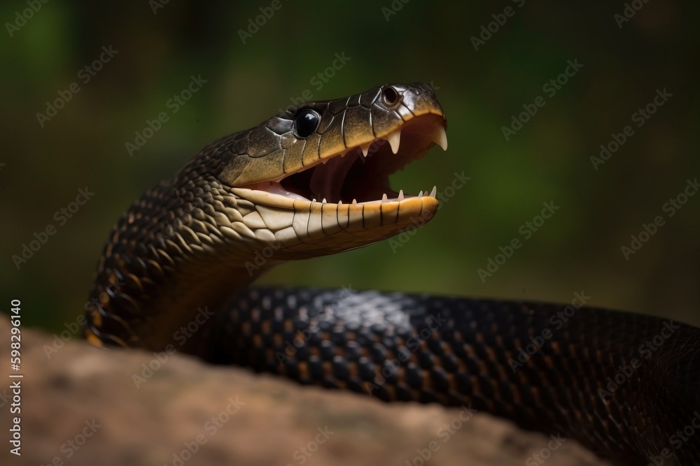 Fototapeta premium Cobra rising up and hissin