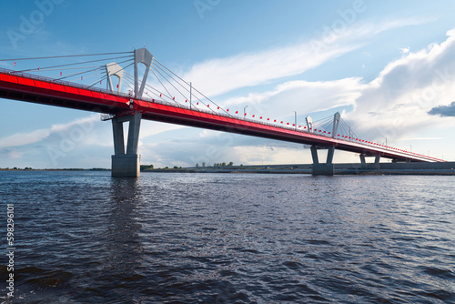 Cuadro en lienzo International bridge trough Amur river between Russia and China.