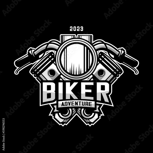 vector biker motor, piston and spark plug motor photo