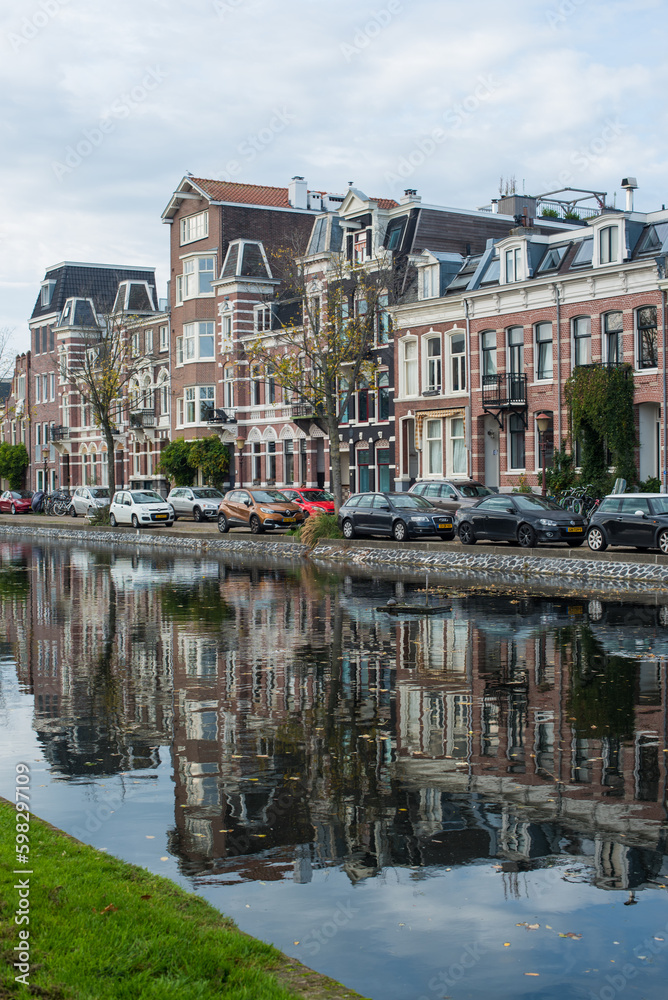 Houses in Amsterdam in the reflection of the canal