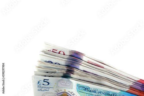 Isolated sterling uk pound notes