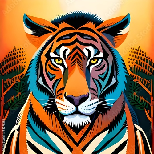 tiger head vector illustration, ai generative.