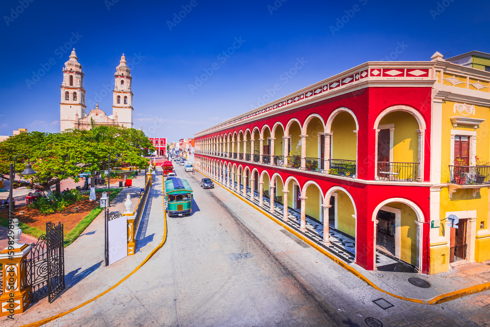 Campeche, Mexico. Independence Plaza is a picturesque public square.